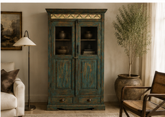Antique Chinese Wooden Cabinet with Hand-Painted Floral Decorations, Circa 1900