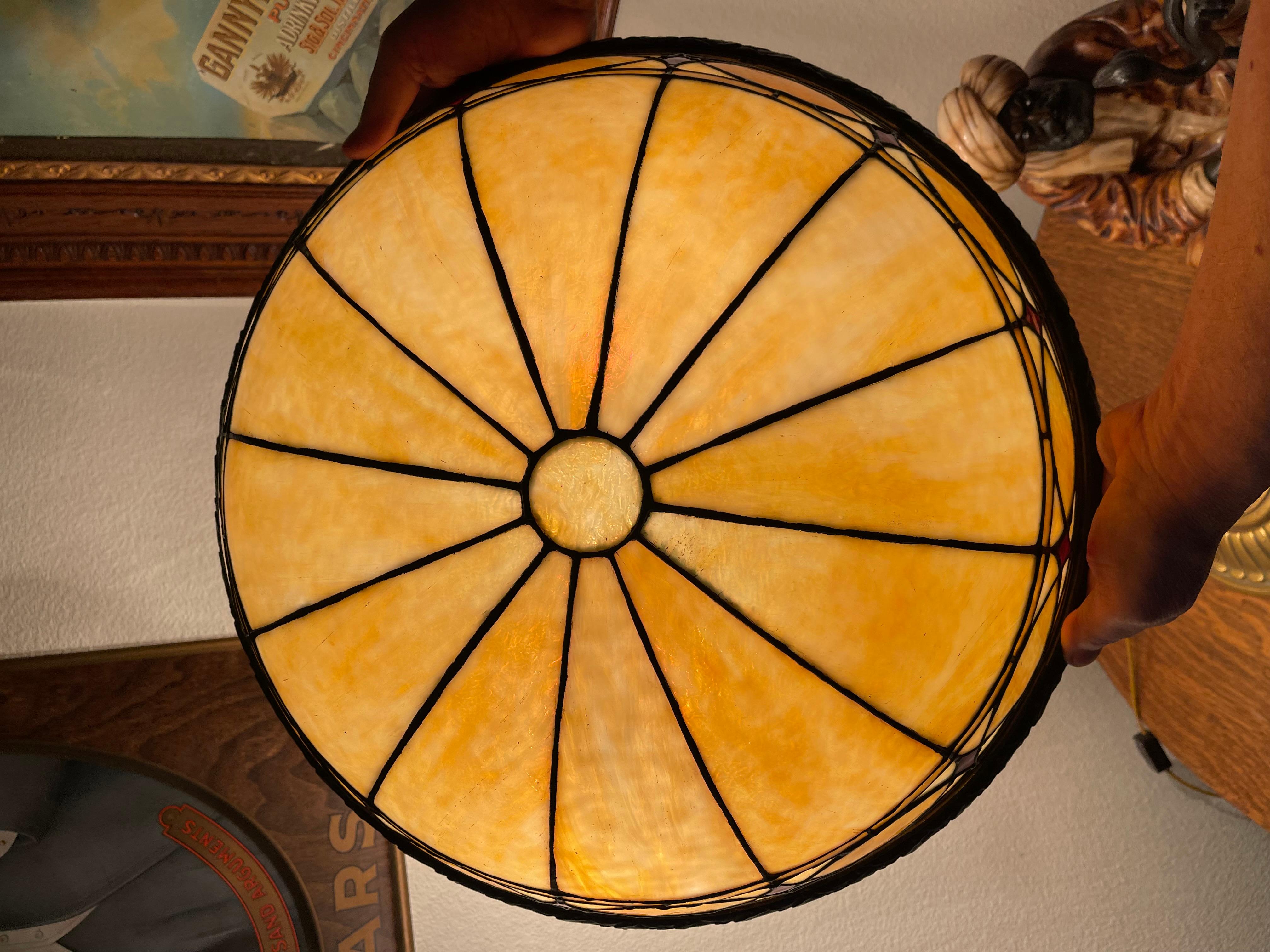 Inverted Leaded Glass Dome, circa 1910, Duffner & Kimberly. In Good Condition In Petaluma, CA
