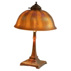 Tiffany Studios Table Lamp w/Hand Blown Art Glass Shade, All Signed, ca. 1905