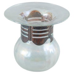 Vienna Secessionist Art Glass Vase w/ Copper Overlay, ca. 1910