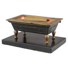 Miniature Bronze Billiard Table Marble Base, Match Safe and Striker, ca. 1900