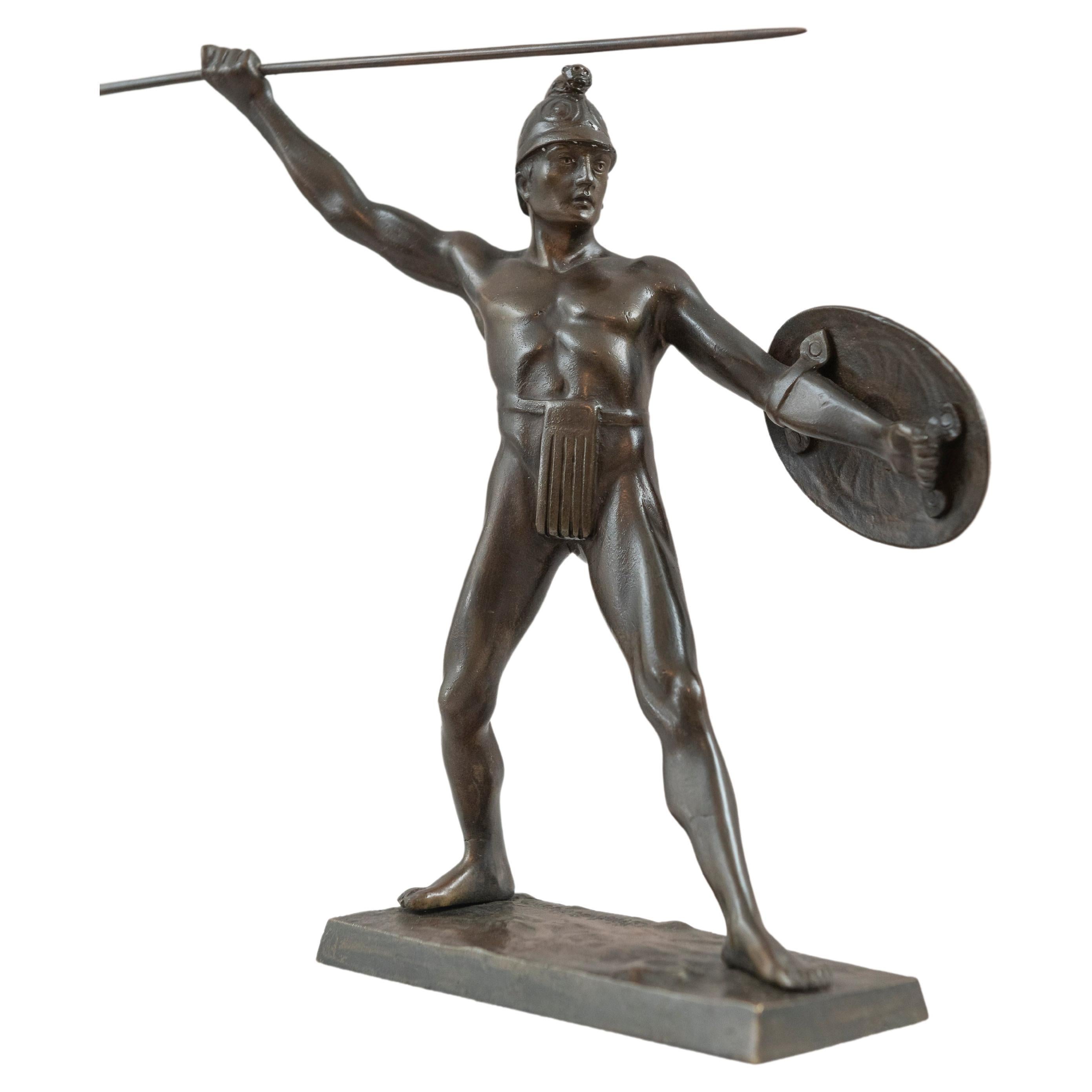 Bronze Sculpture of a Warrior w/Spear, ca. 1910