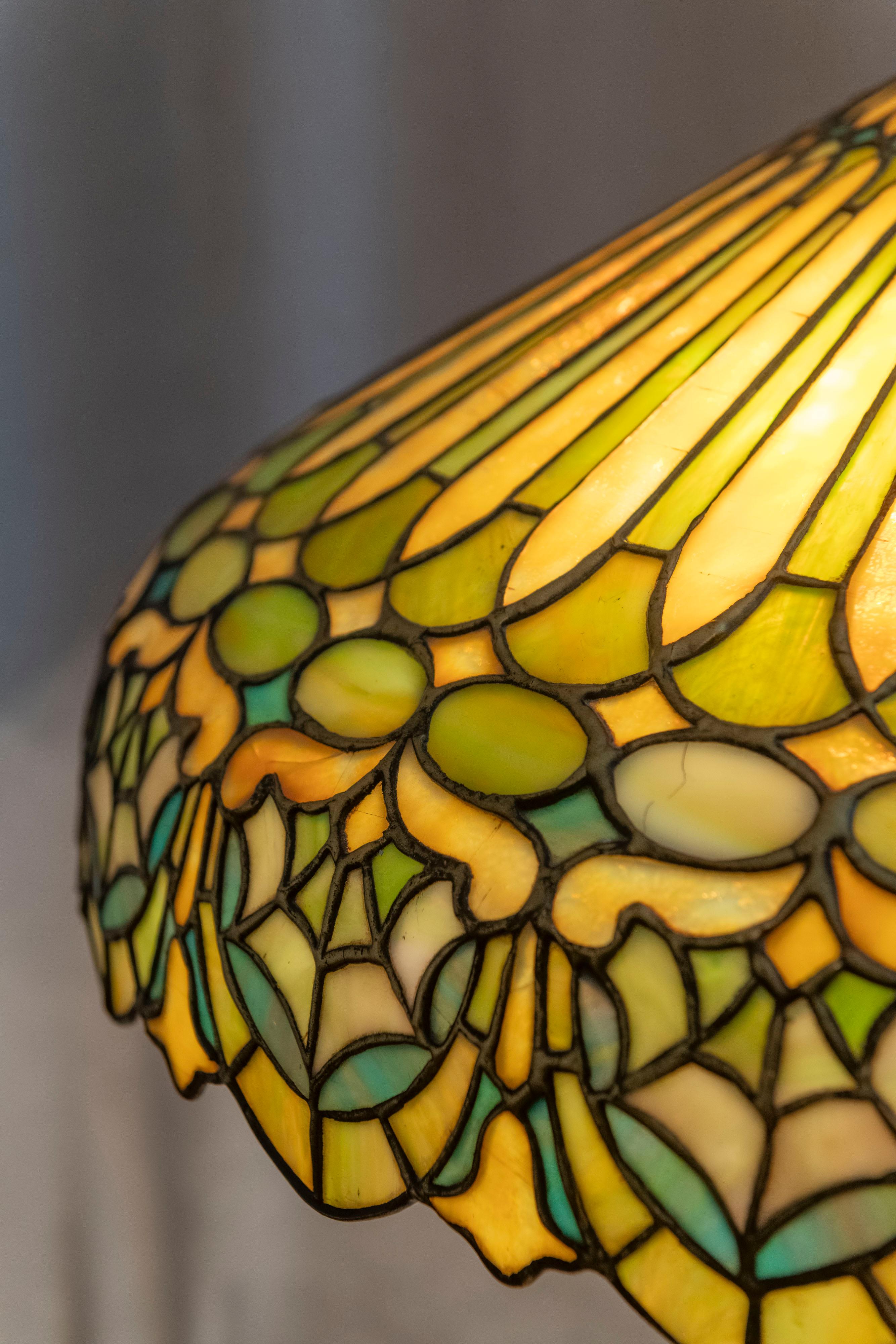 Arts and Crafts Leaded Glass Lamp,  