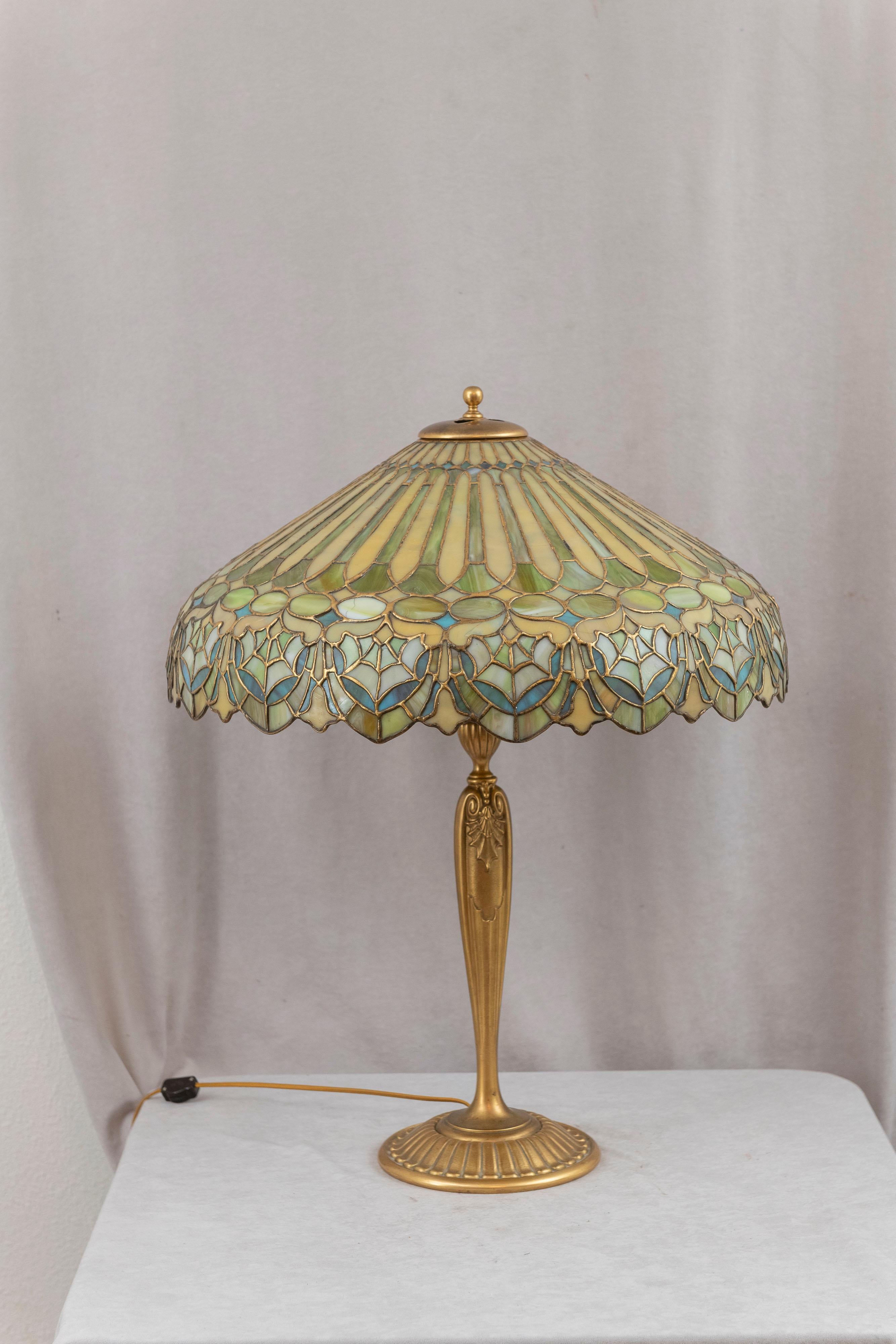 Gilt Leaded Glass Lamp,  