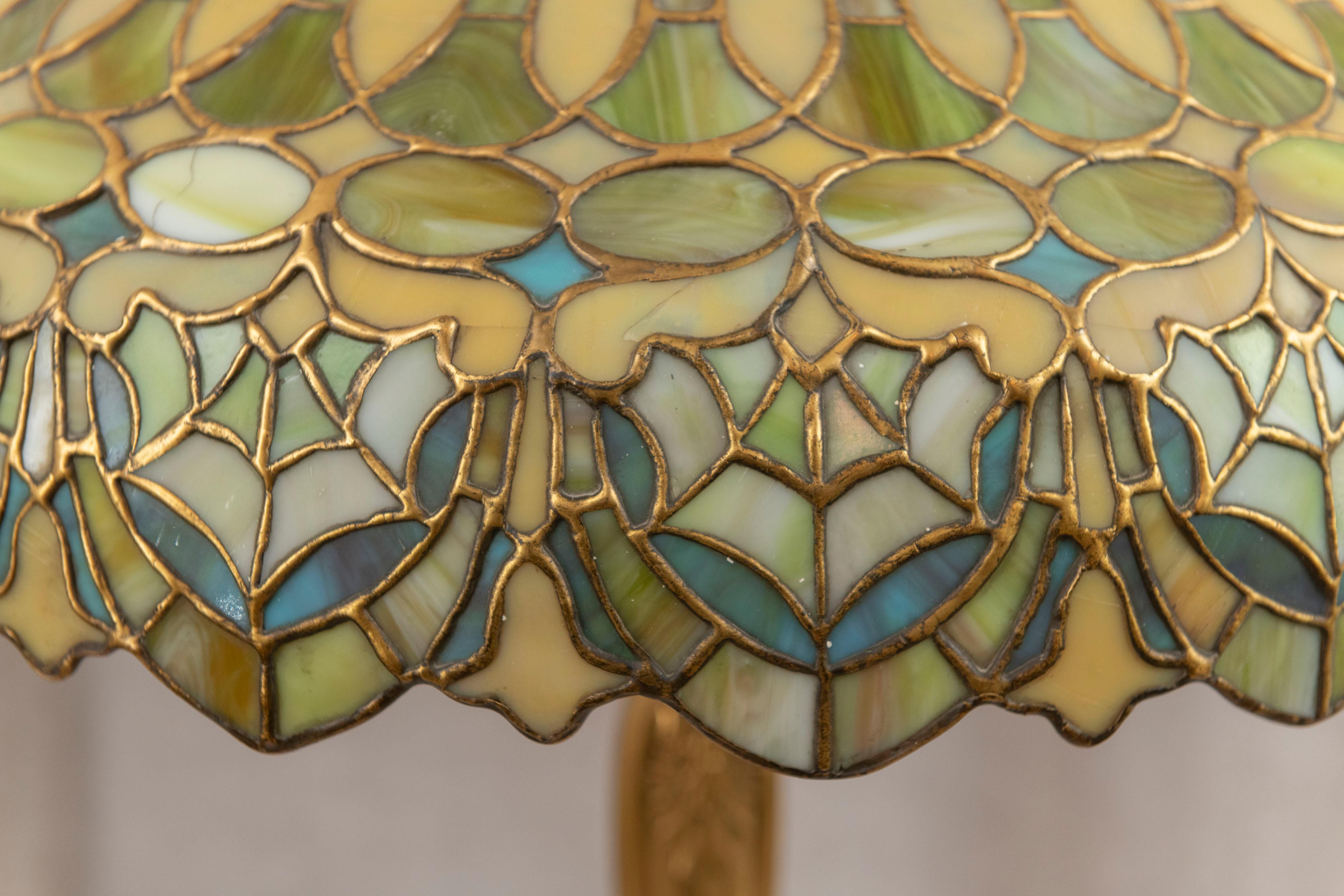 Bronze Leaded Glass Lamp,  