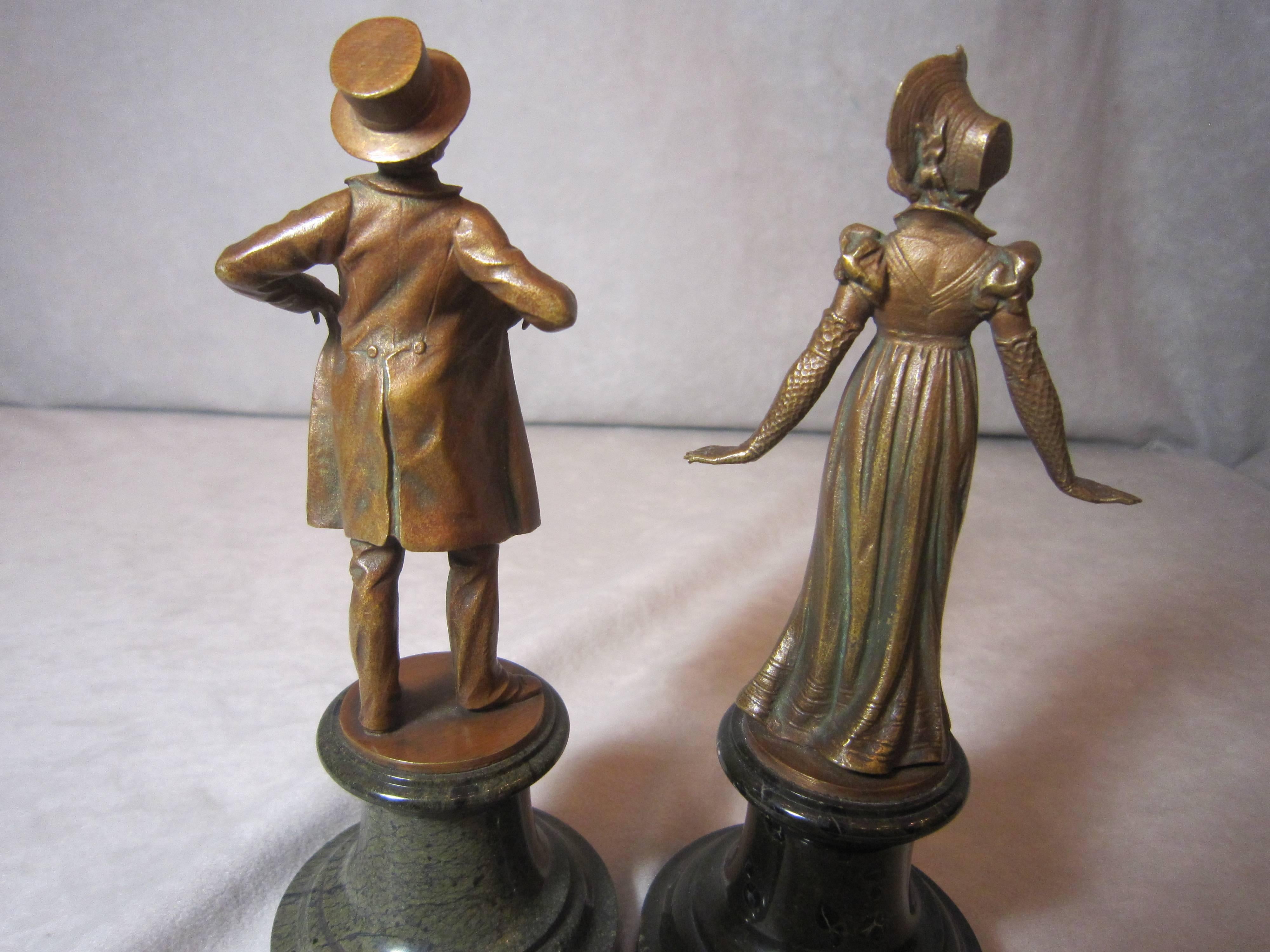 Austrian Pair of Exceptionally Detailed Bronze Statues ca. 1890