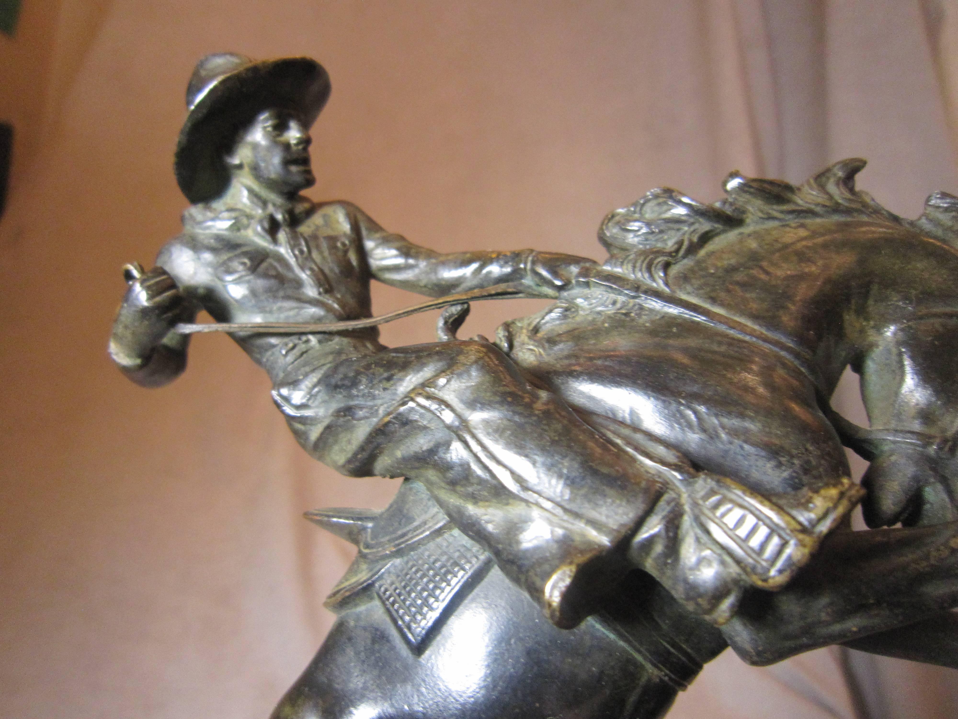 Austrian Spirited Bronze Figure of a Cowboy on a Bucking Bronco