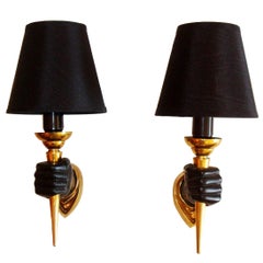 Andre Arbus Pair of Sconces French Mid-Century Modern 1950