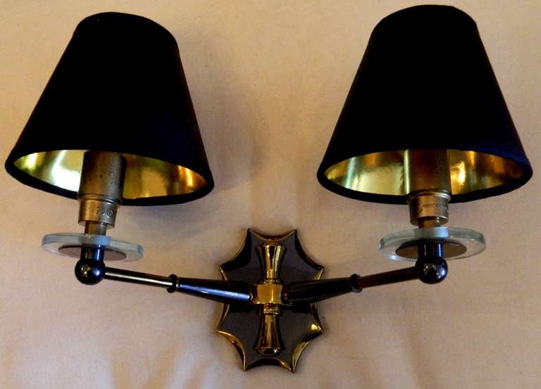 Painted Pair of French Sconces by Maison Jansen