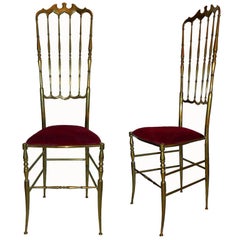 Vintage Pair of Chiavari High Back Chairs