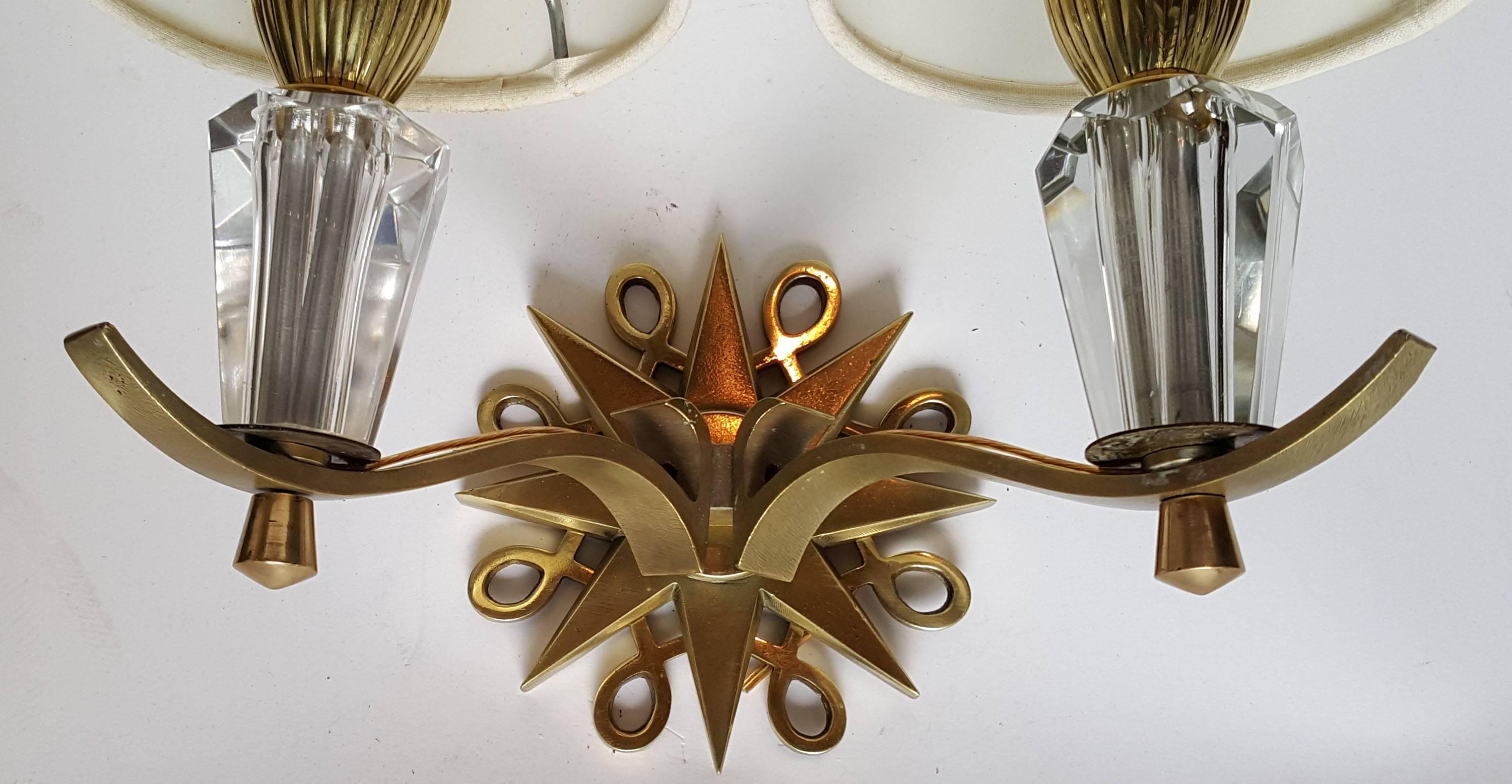 Jules Leleu Style Sconces In Excellent Condition In Miami, FL