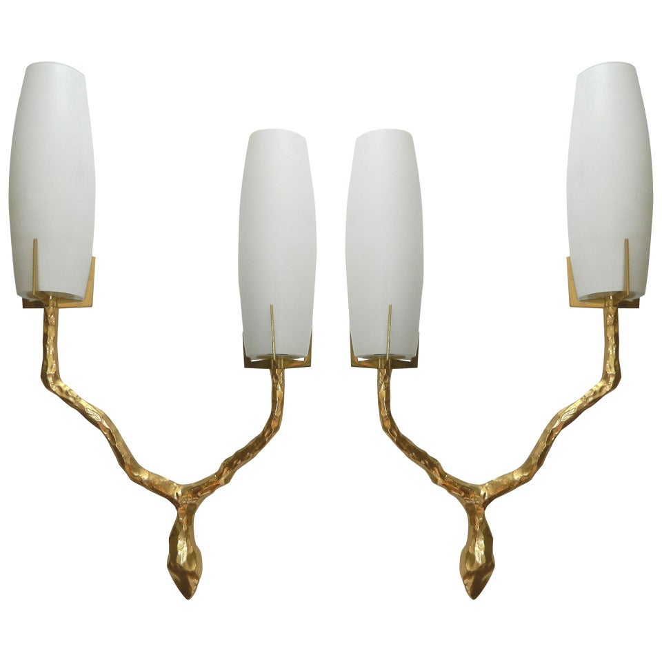 Pair of French Sconces by Arlus circa 1950s the Style of Agostini