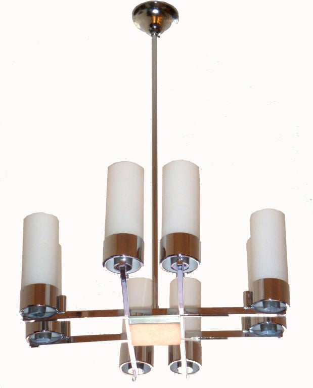 Mid-Century Modern Pair of Jacques Adnet Chandeliers For Sale