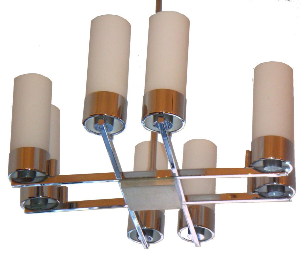 French Pair of Jacques Adnet Chandeliers For Sale