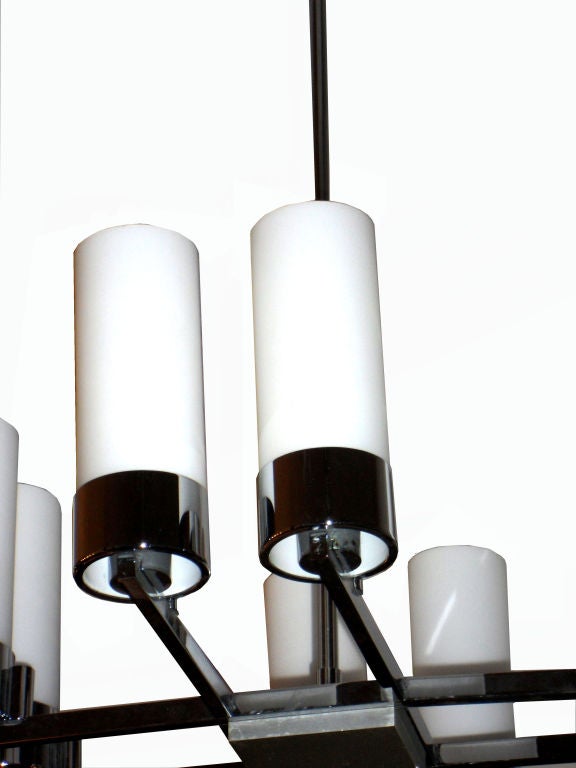 Pair of Jacques Adnet Chandeliers In Excellent Condition For Sale In Miami, FL