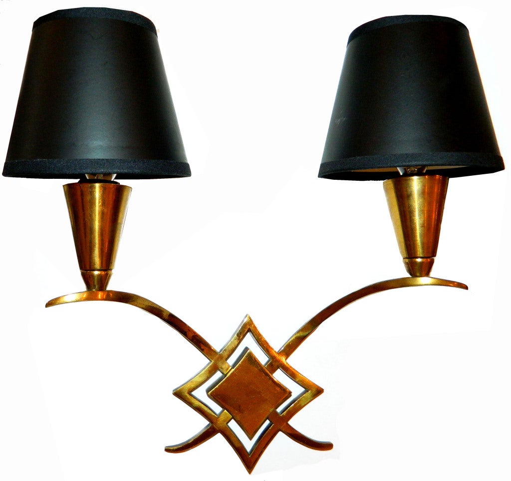 Mid-Century Modern Pair of Midcentury French Sconces in the Style of Jules Leleu For Sale