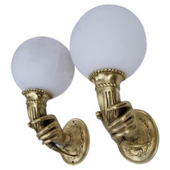 Pair of Maison Jansen Bronze Hand Sconces, 3 pairs available