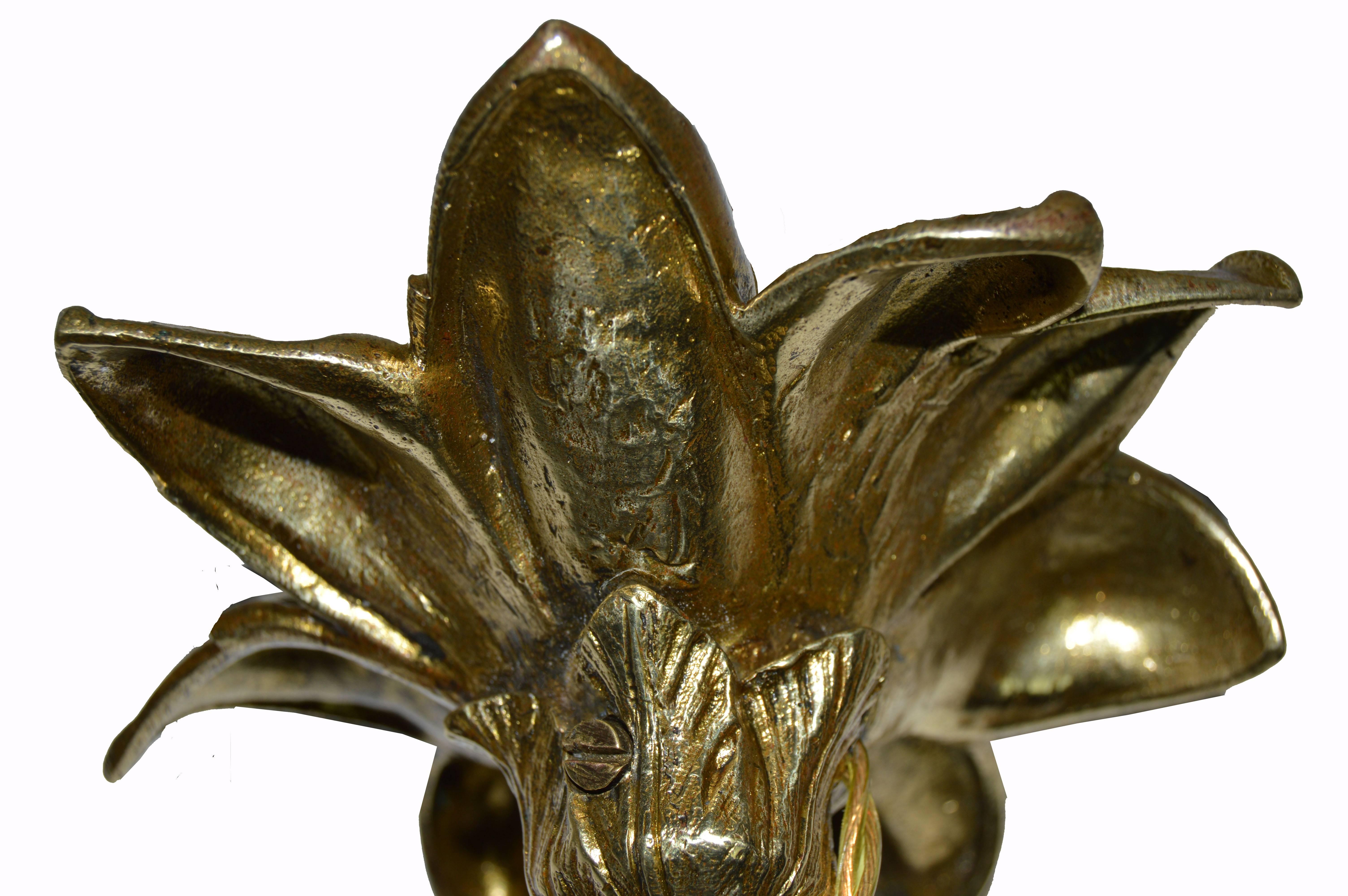 French  Rare Pair of Guillemard Bronze Art Nouveau Sconces