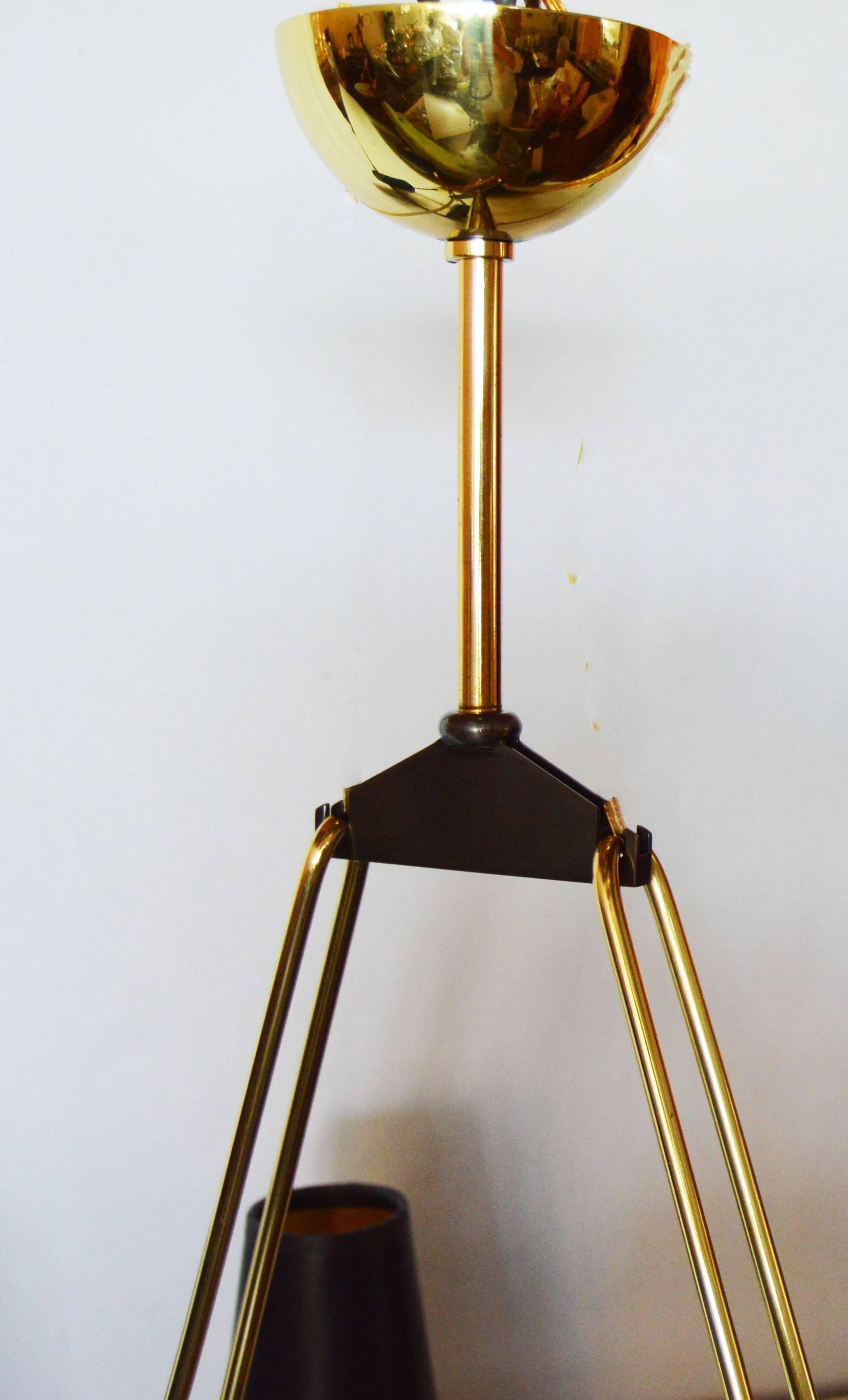 French Jacques Adnet Six-Light Chandelier, pair available