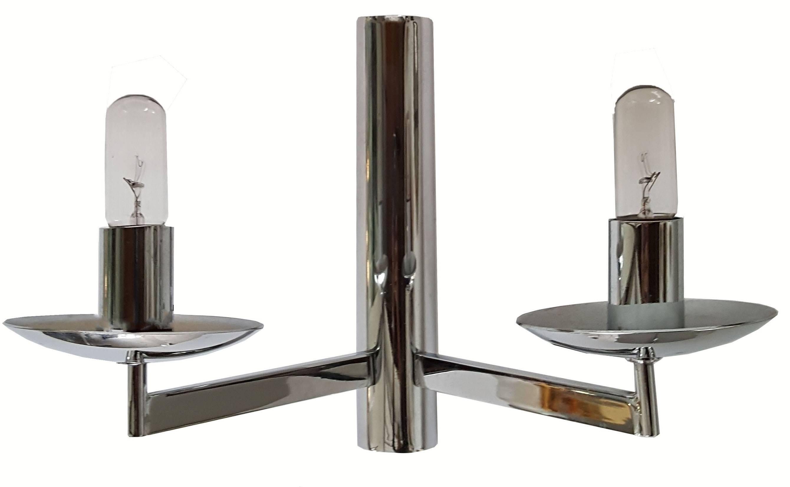 Mid-20th Century Pair of 2 Light Sciolari Sconces Nickel Finish Mid-Century Modern Italy 1960  For Sale