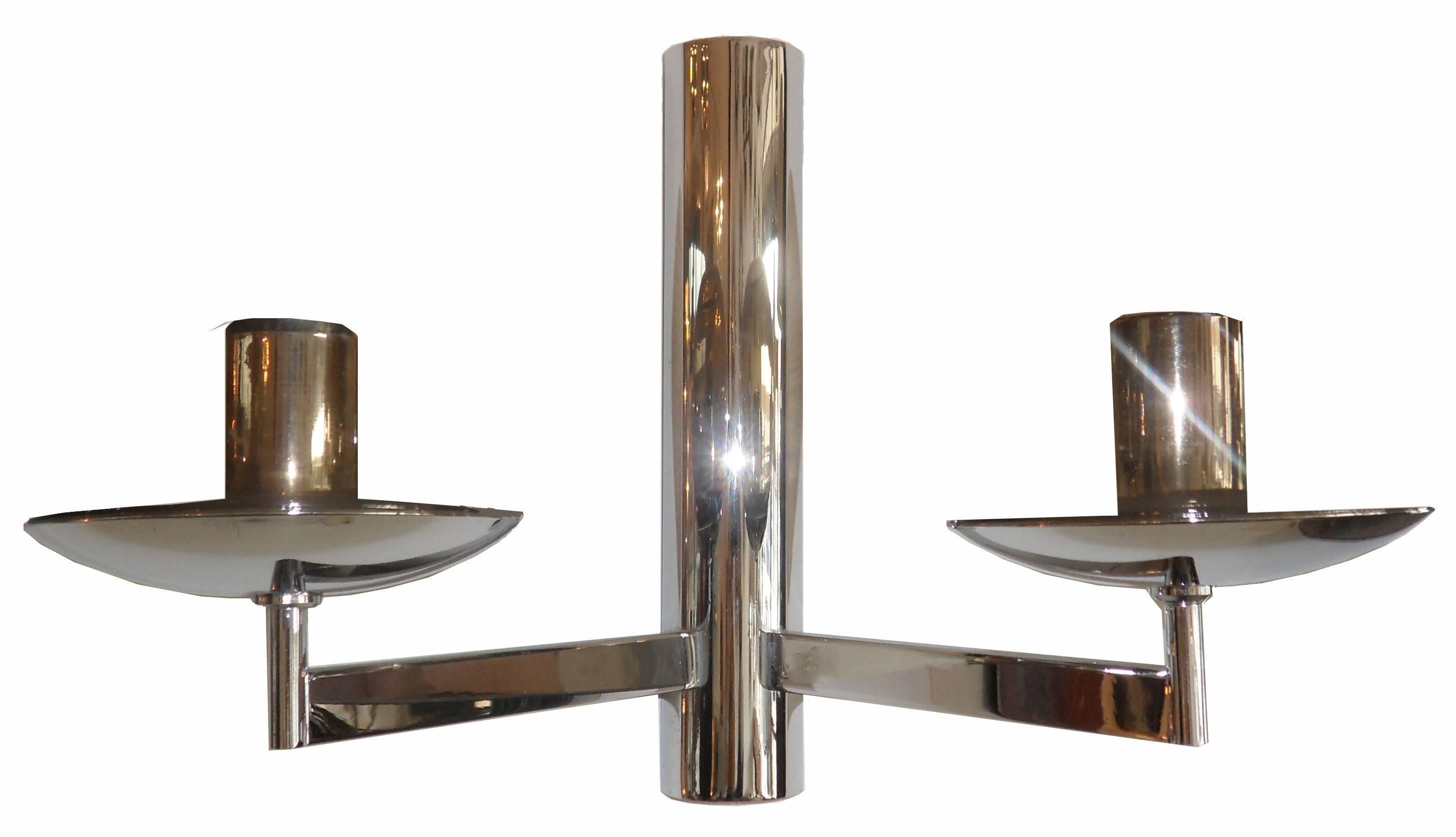 Pair of 2 Light Sciolari Sconces Nickel Finish Mid-Century Modern Italy 1960  For Sale 1