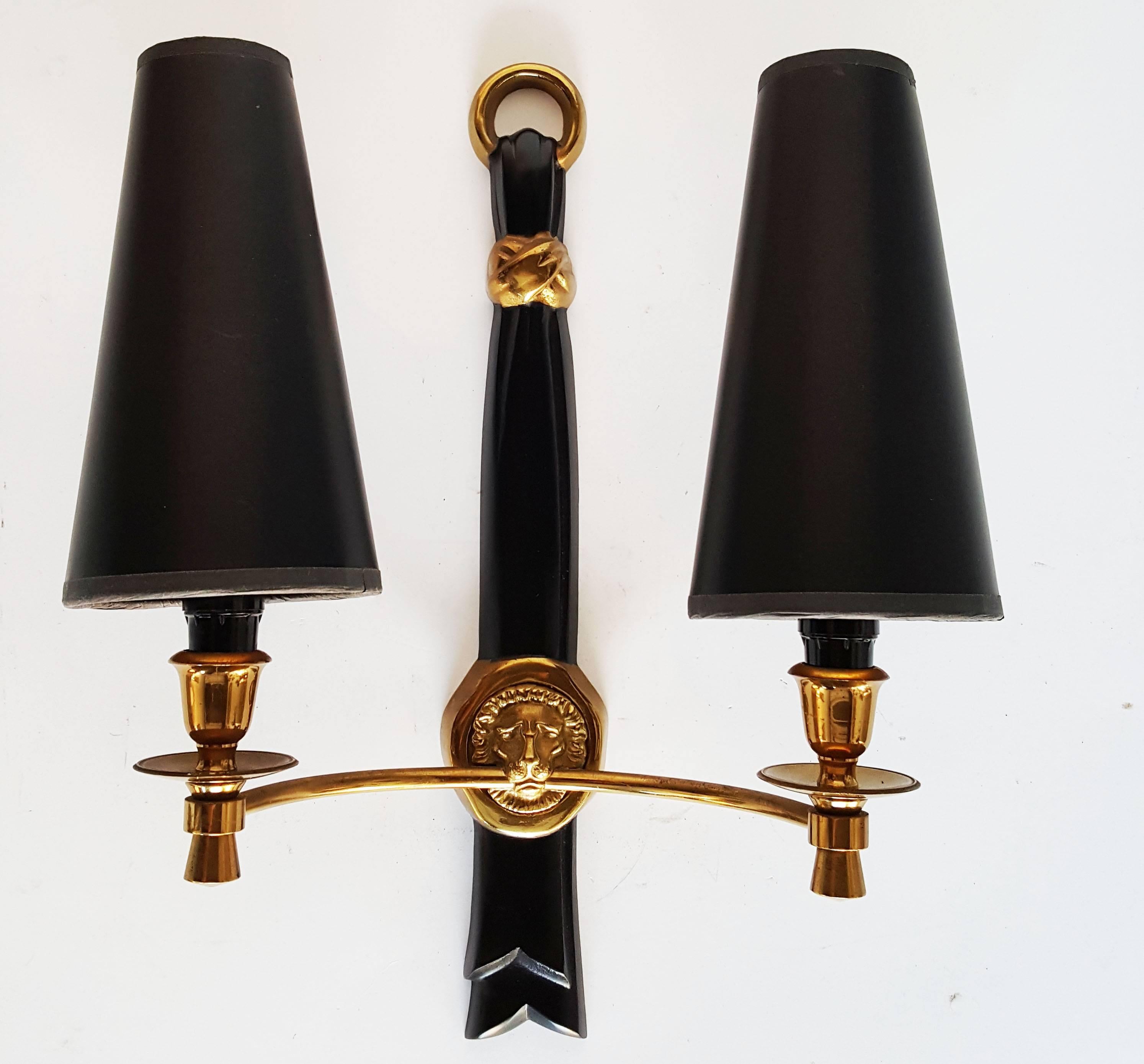 Mid-Century Modern Andre Arbus Pair of Sconces . 2 Pairs Available