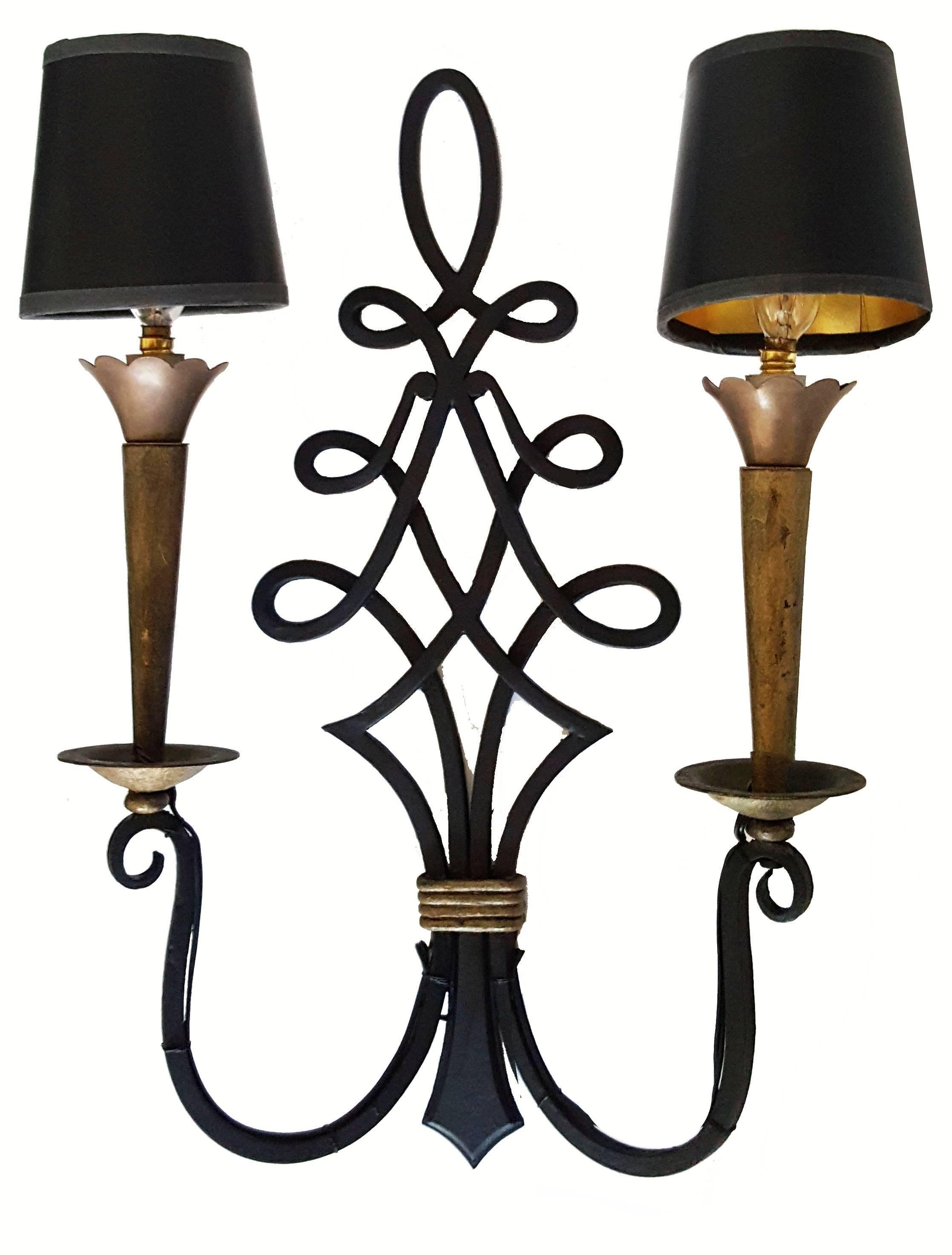 Raymond Subes Style French Sconces In Excellent Condition In Miami, FL