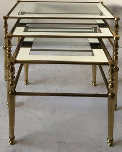 Maison Jansen Style Midcentury Set of 3 Nesting Tables, Drink, Serving Tables