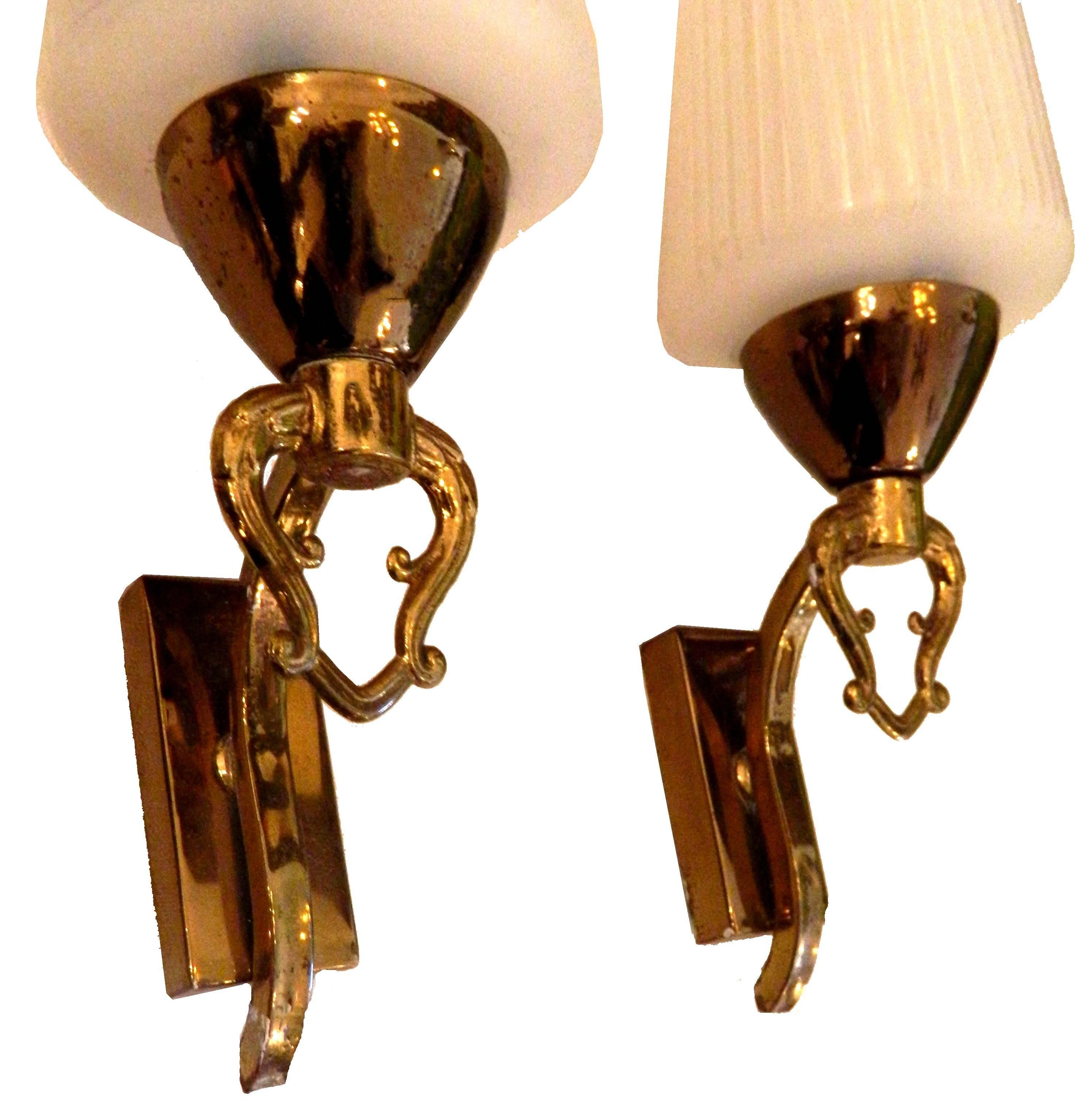 Pair of French Sconces by Lunel , 4 Pairs available In Good Condition For Sale In Miami, FL