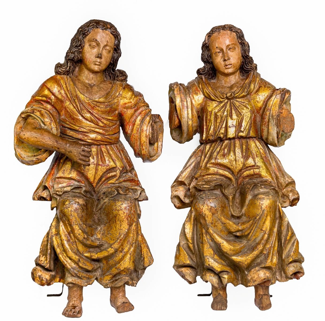 Mid-18th Century 18th Century Pair of Angels For Sale