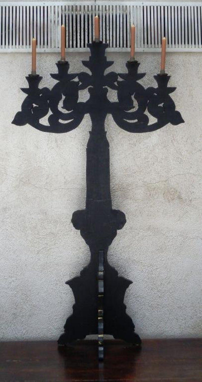 Mexican Black and Gold Wooden Candelabras at 1stDibs