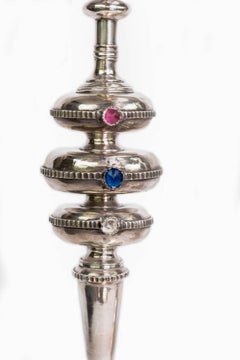 Pair of 18th Century South American Candlesticks with Trade Beads