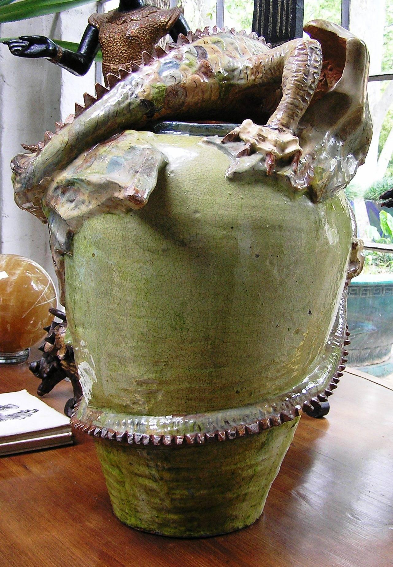 Mexican Mid-20th Century Tonalá Mexico Dragon Jars
