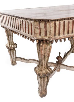 17th Century Silver Leafed and Polychromed Console