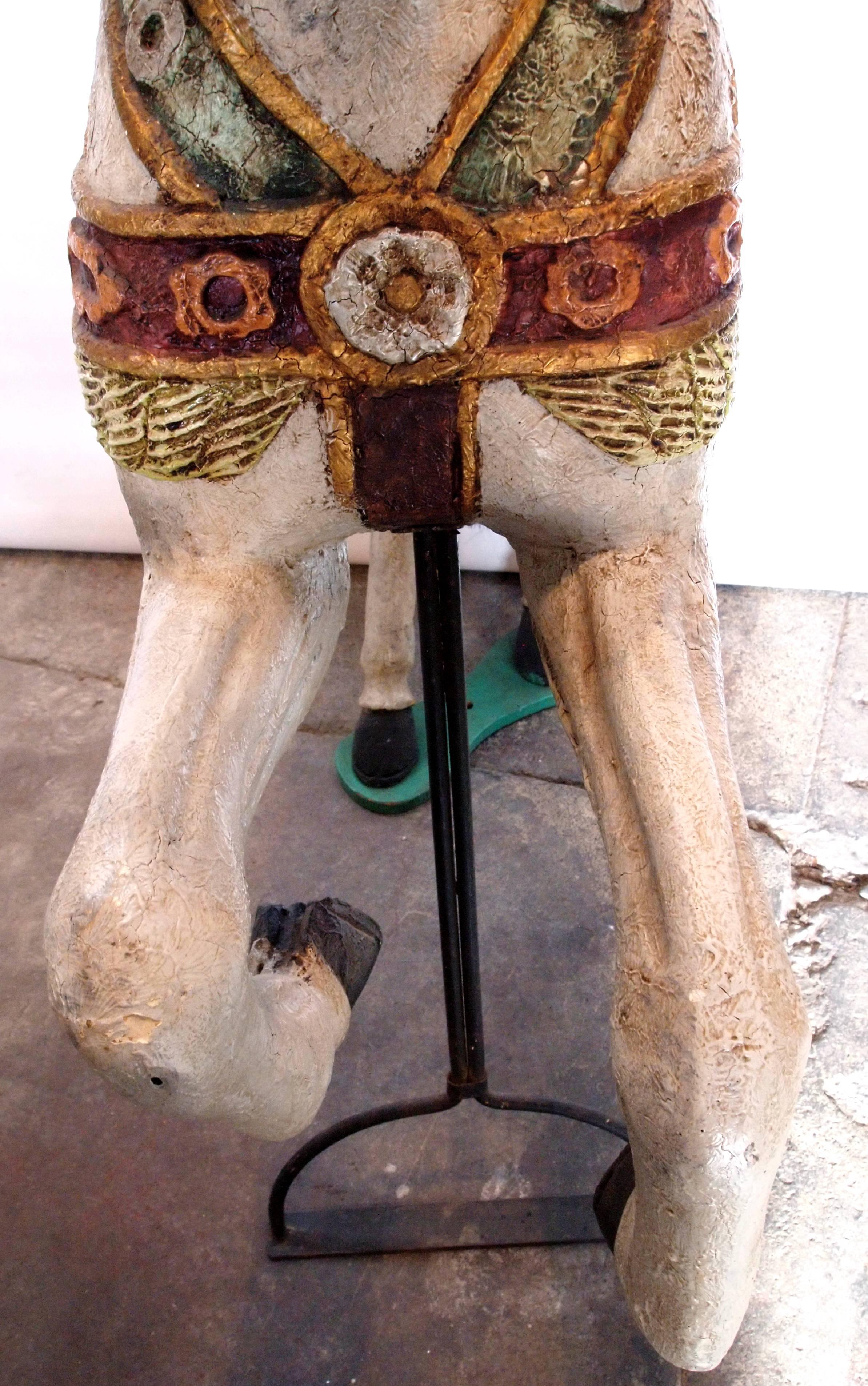 20th Century Carved and Painted Wood Carousel Horse For Sale