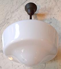 Milk Glass and Brass School Light