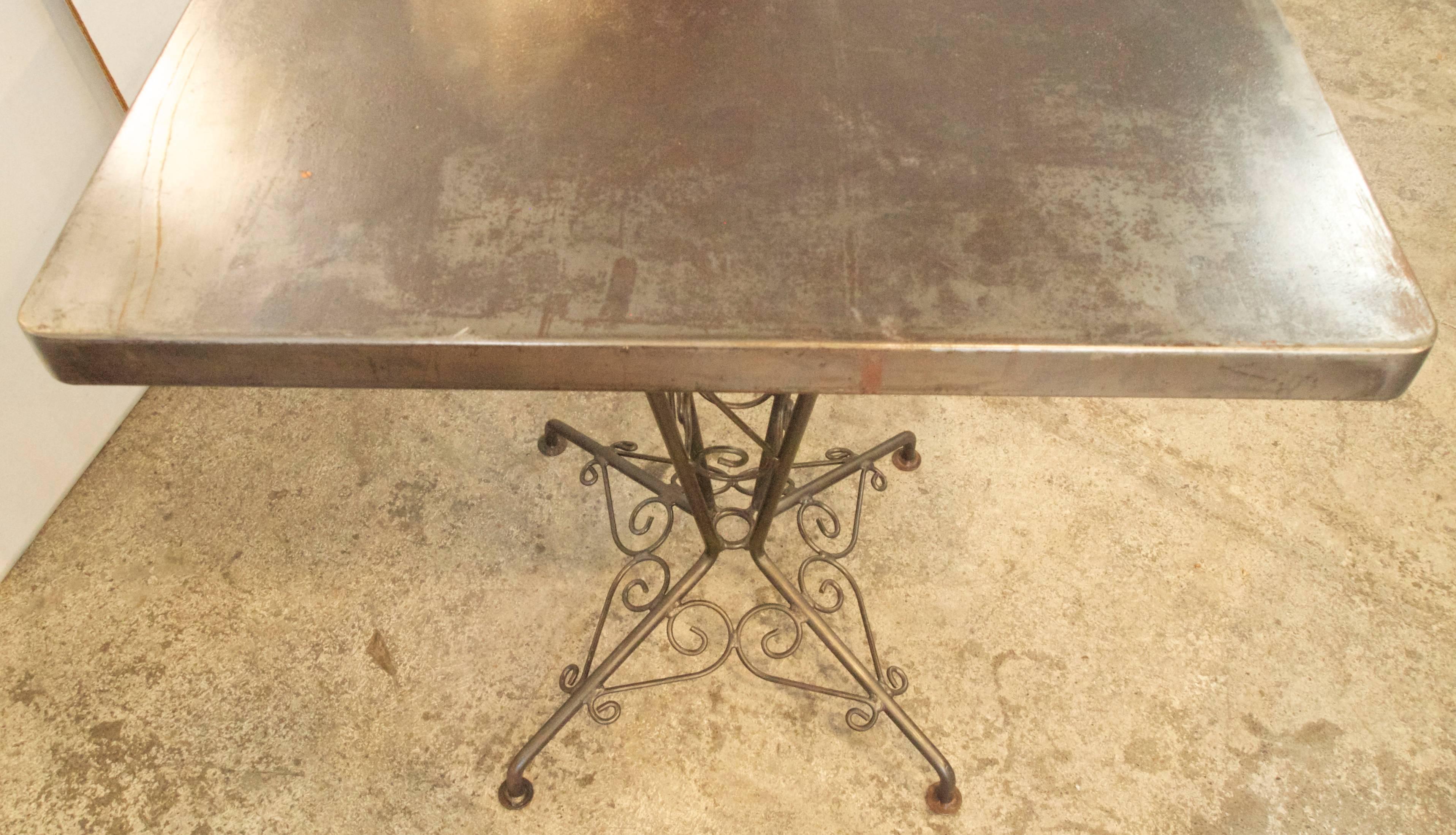 French Pair of Tolix Square Metal Bistro Tables