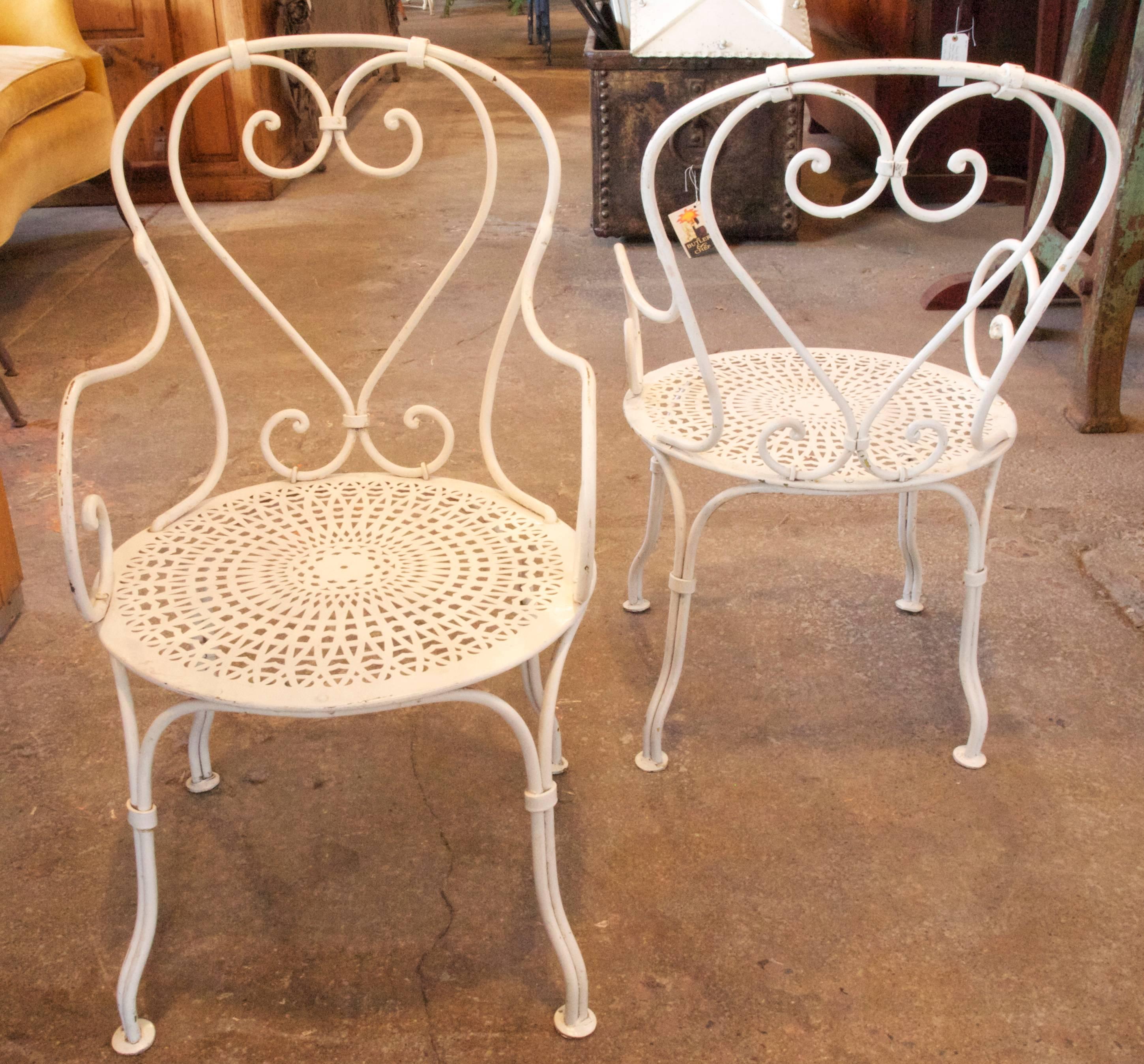 Painted Pair of Children's French Garden Chairs