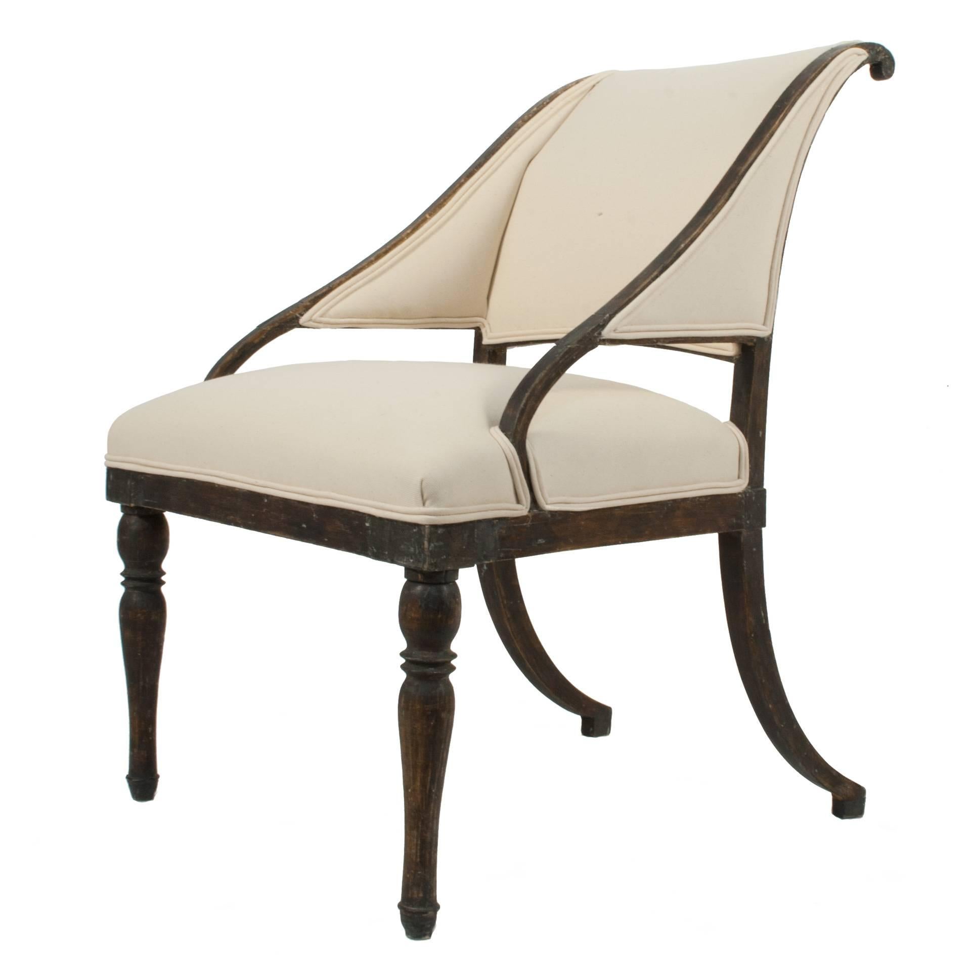 Gustavian Lounge Chair Signed by Ephraim Stahl In Excellent Condition In Los Angeles, CA