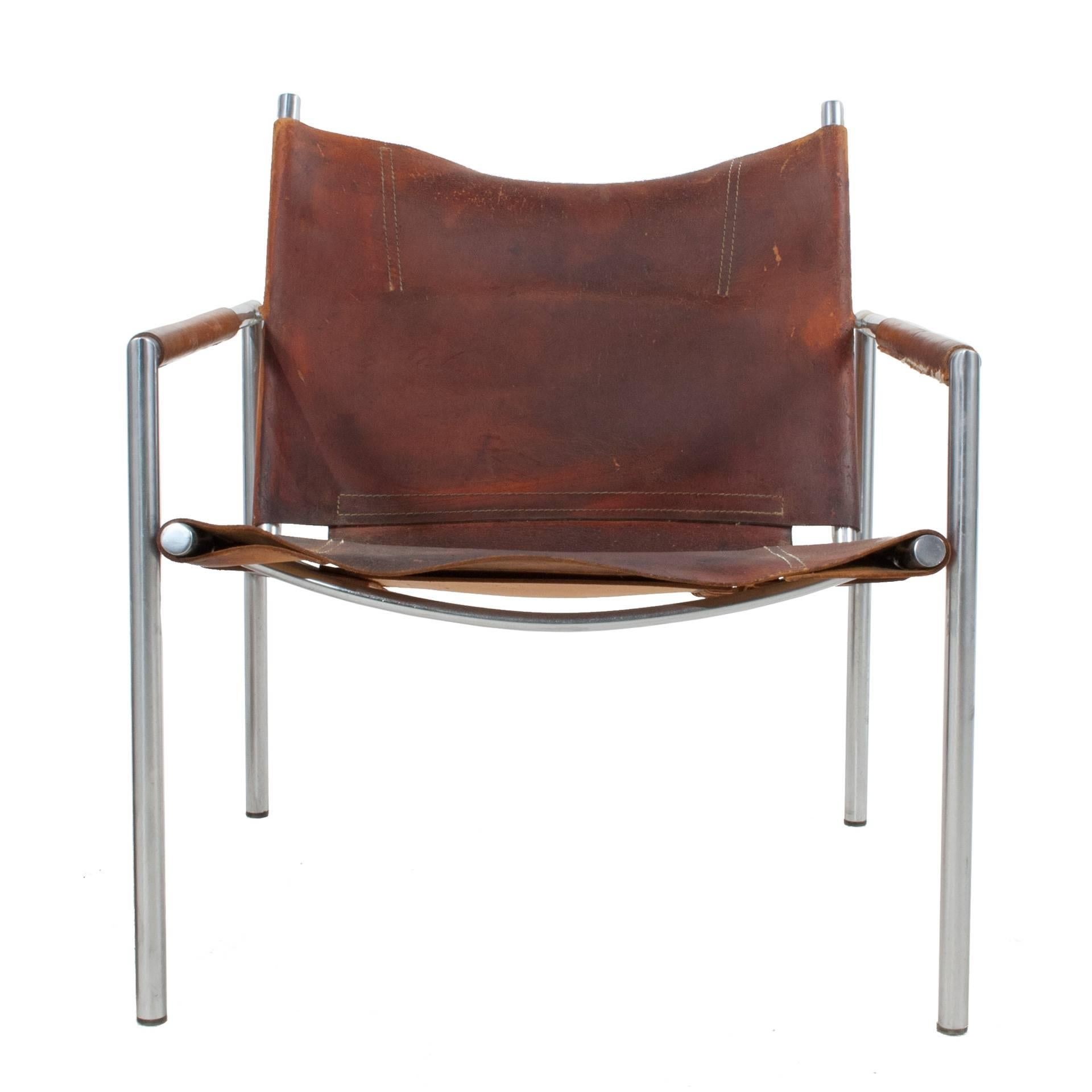 Leather Lounge Chair by Martin Visser For Sale