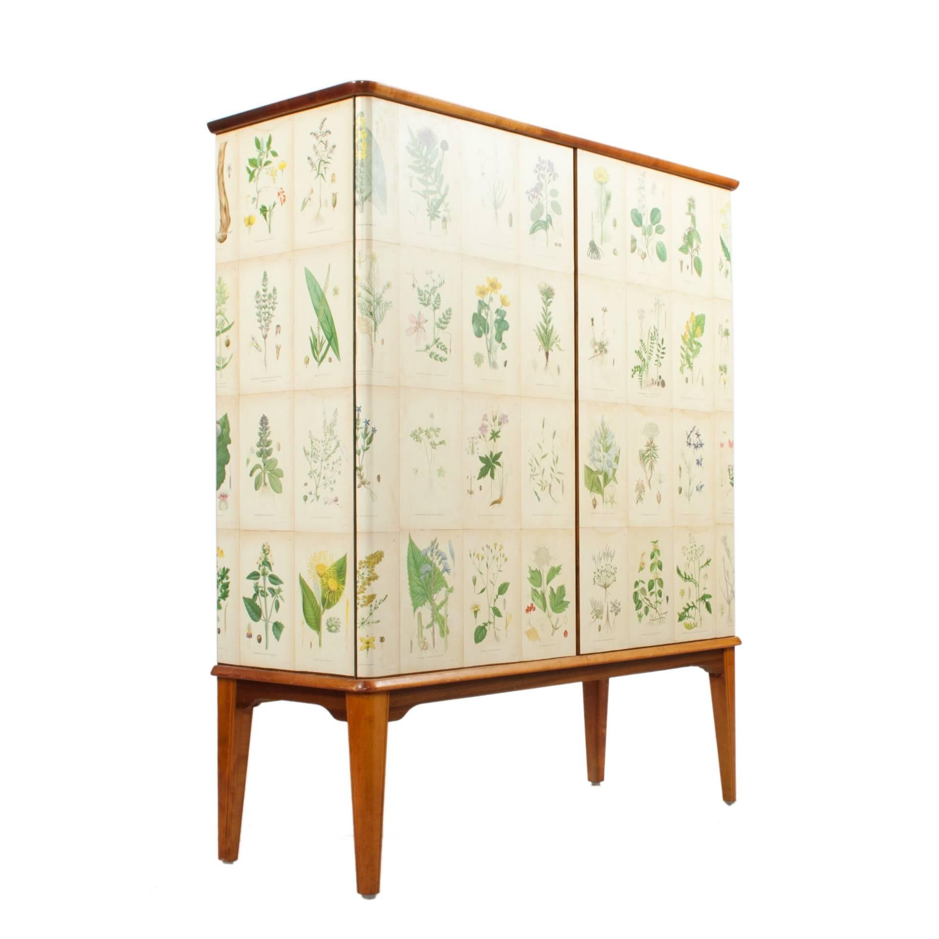Mid-Century Modern Floral Cabinet