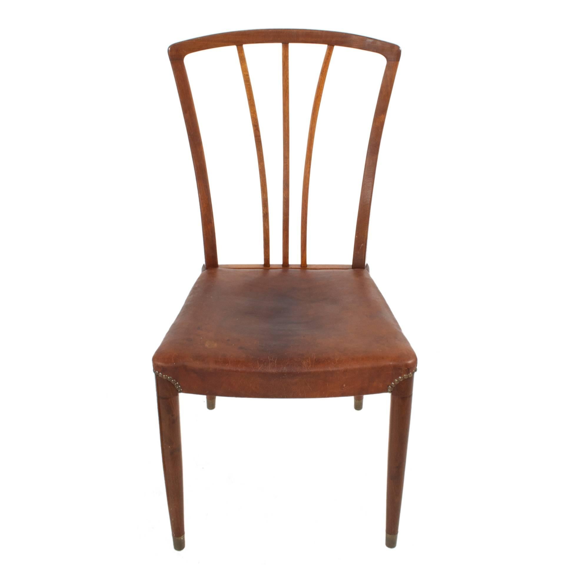 Danish Set of Ten Leather Dining Chairs