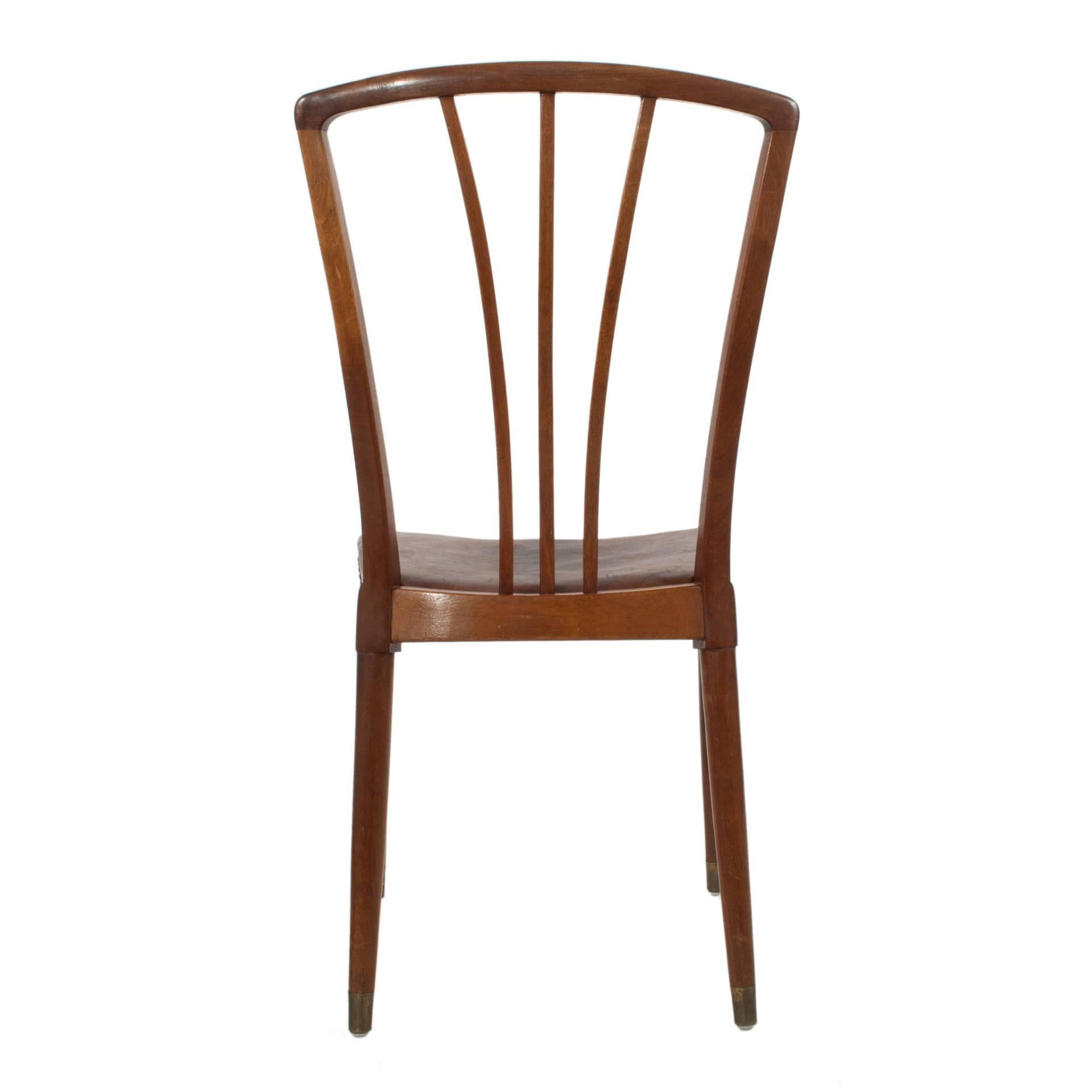 Set of Ten Leather Dining Chairs In Good Condition In Los Angeles, CA