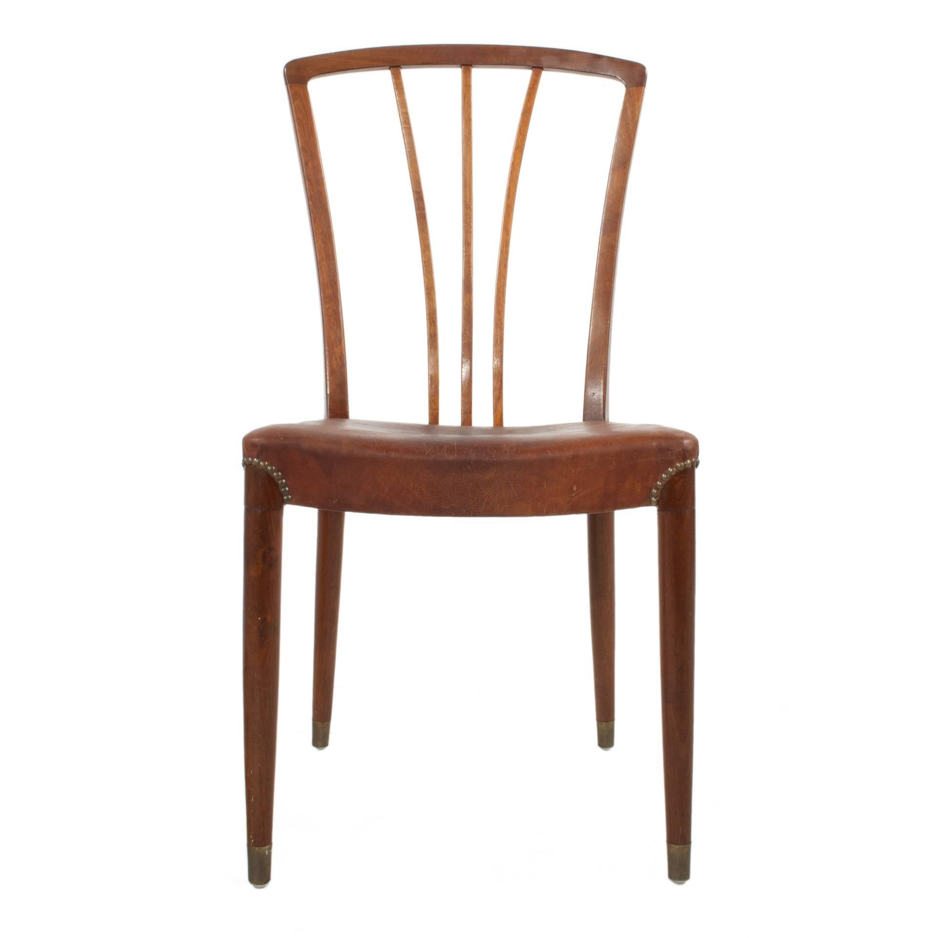 Mid-20th Century Set of Ten Leather Dining Chairs