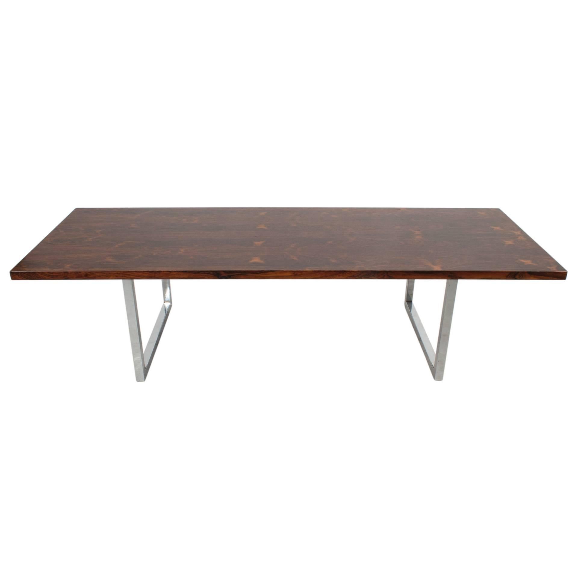Coffee table with top in rosewood and base in steel by Bodil Kjaer.