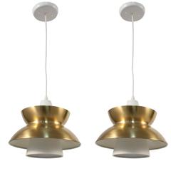 Pair of Brass and Steel Pendants by Jorn Utzon