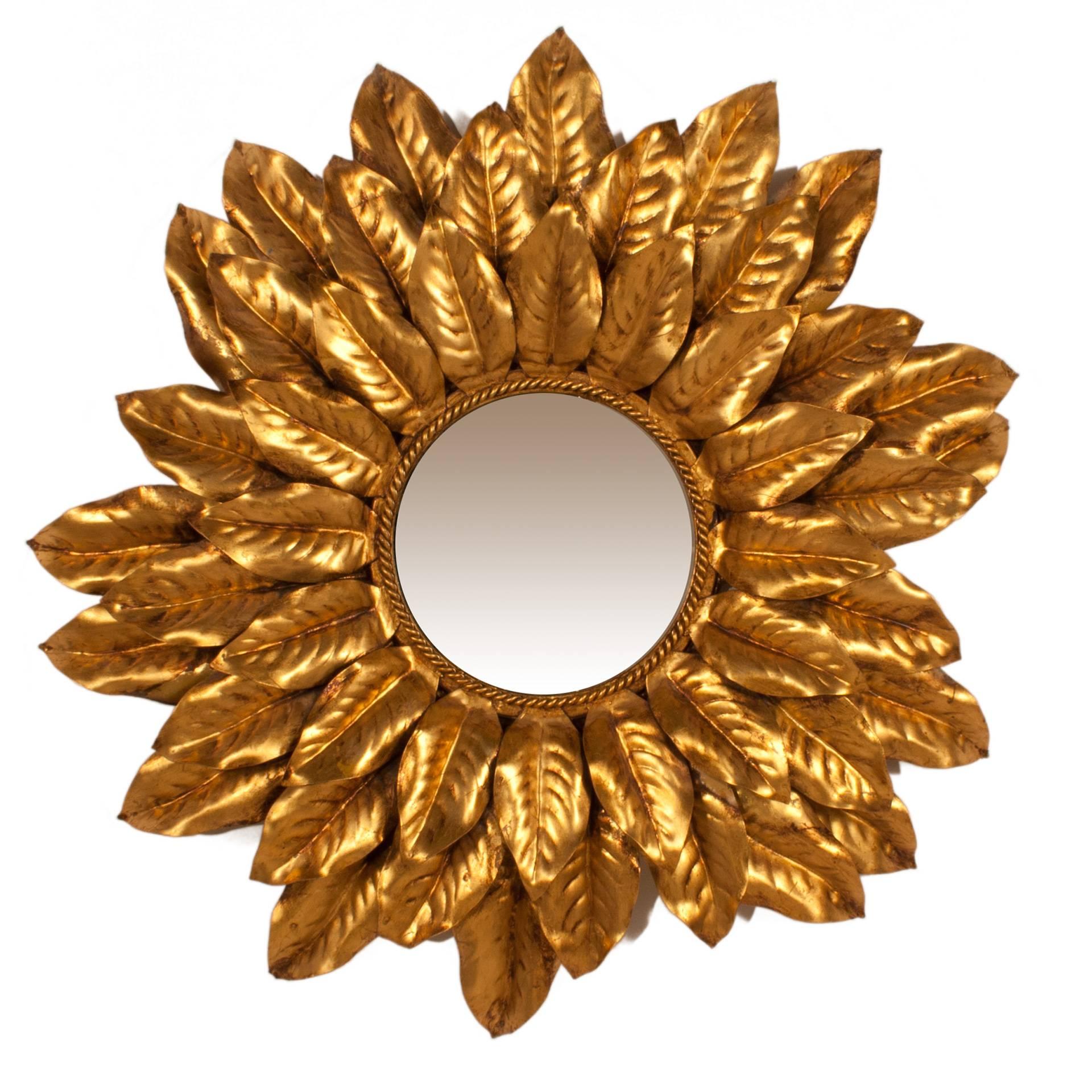 Sun Mirror in Brass For Sale