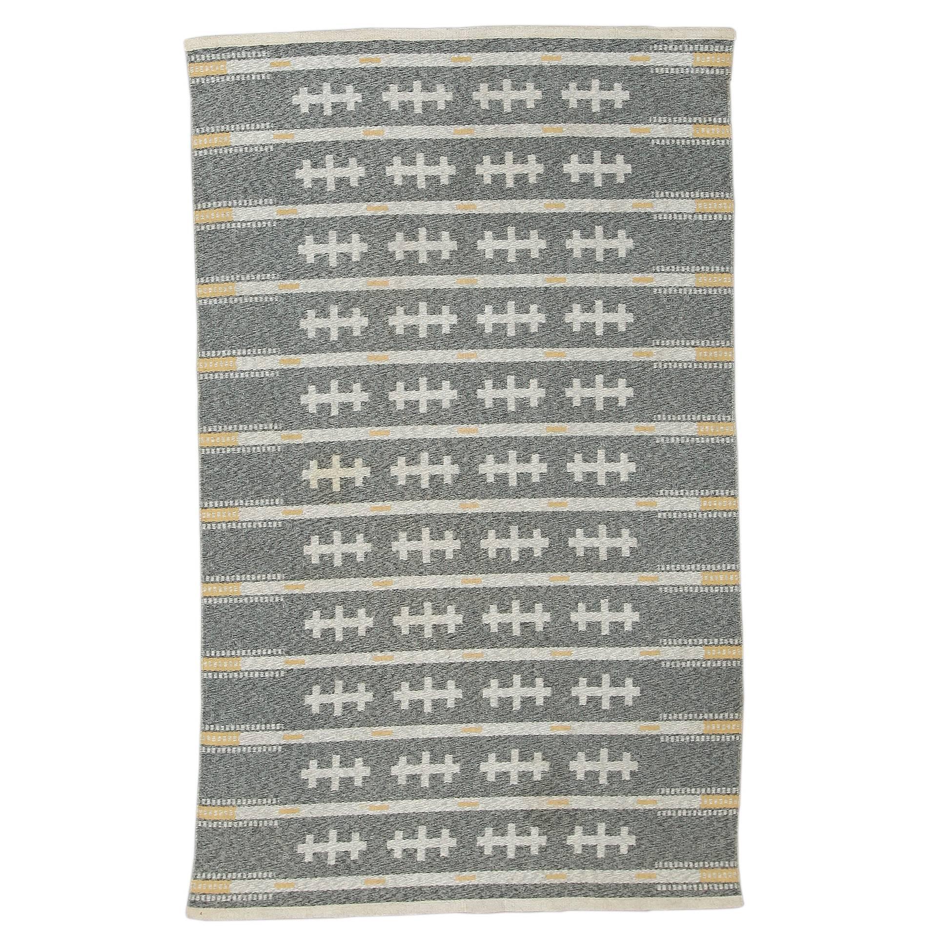 Vintage Swedish flat-weave wool rug.