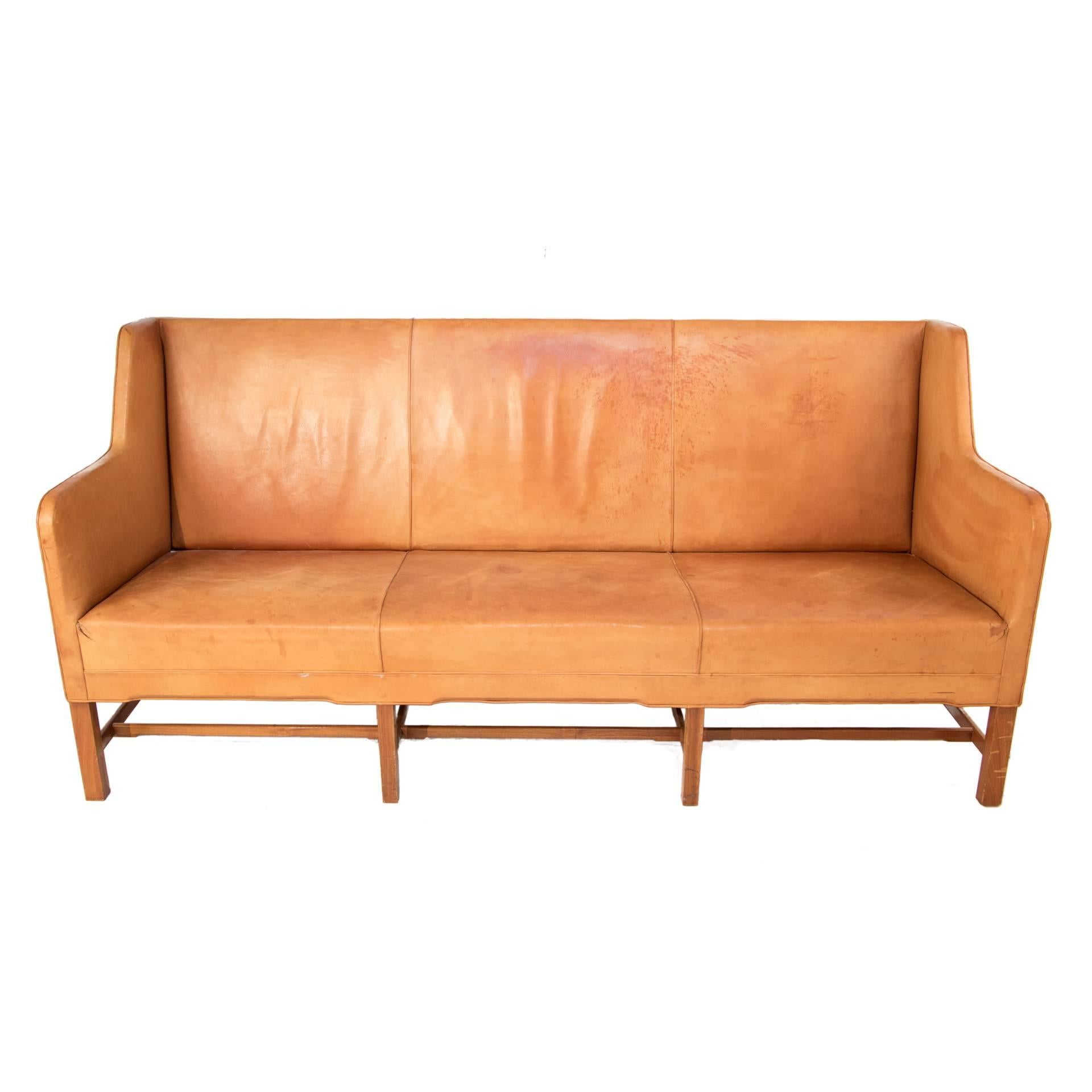 Danish Leather Sofa by Kaare Klint