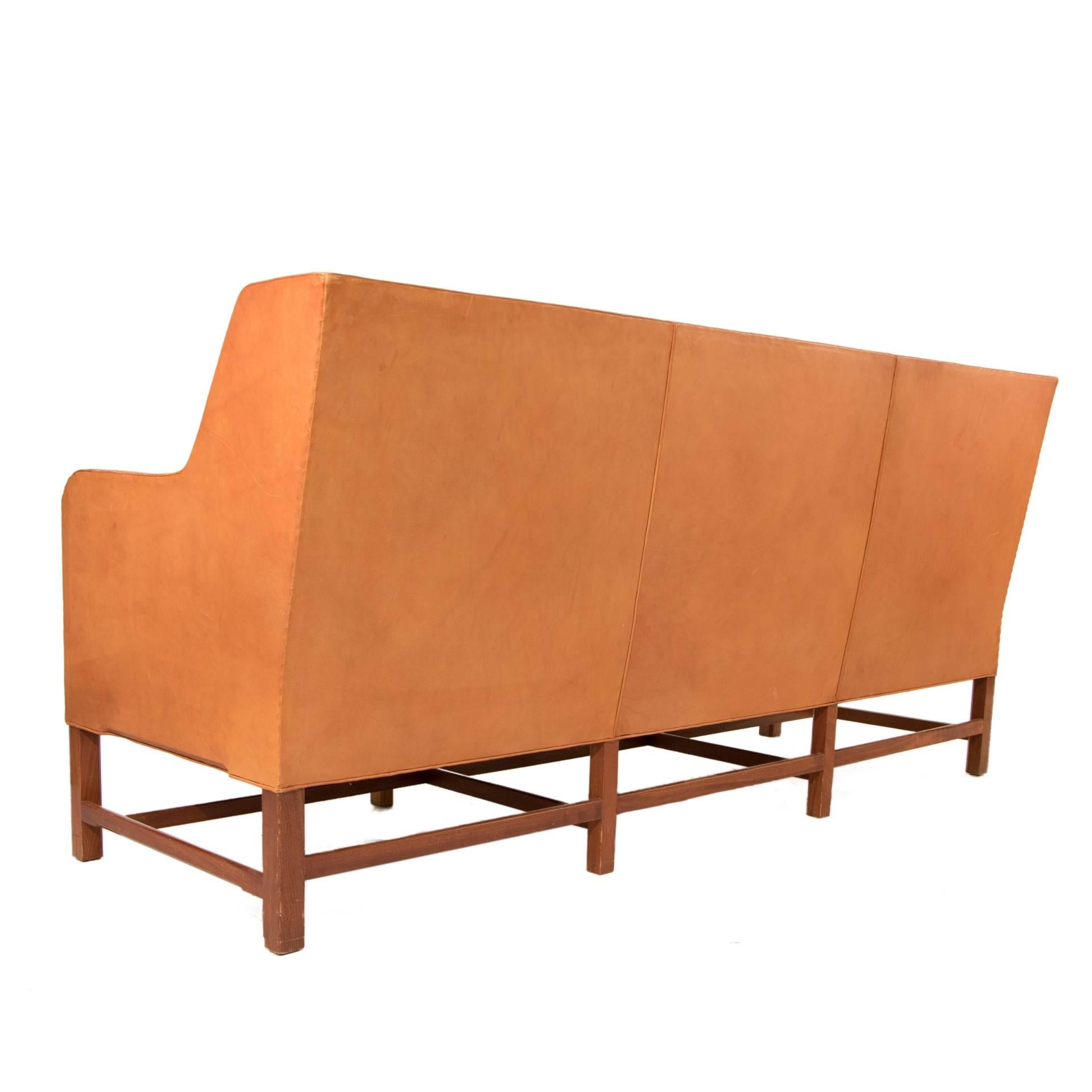 Mid-Century Modern Leather Sofa by Kaare Klint